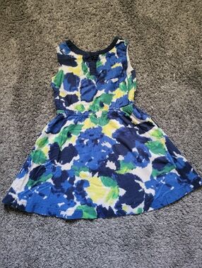 GAP Blue Sleeveless Casual Dress with Green and Yellow Accents Size Small